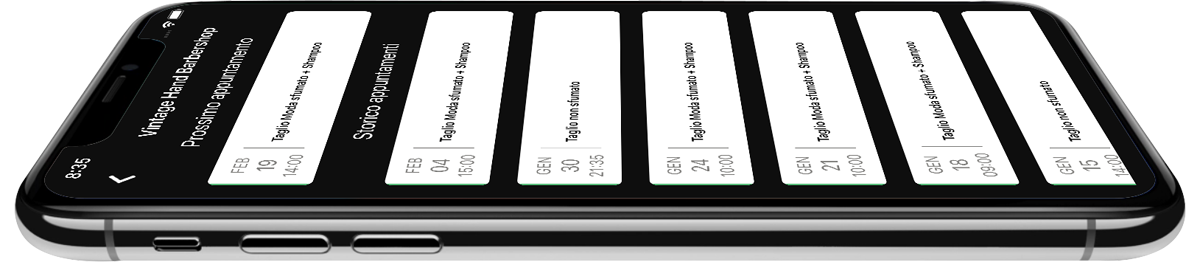 App VintageHand su iPhone - sezione appuntamenti
